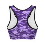 Purple Camouflage Print Women's Sports Bra