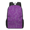 Purple Cancer Awareness Ribbon Print 17 Inch Backpack