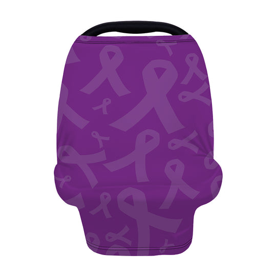 Purple Cancer Awareness Ribbon Print Baby Seat Cover