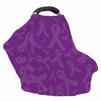 Purple Cancer Awareness Ribbon Print Baby Seat Cover