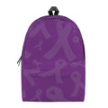 Purple Cancer Awareness Ribbon Print School Backpack