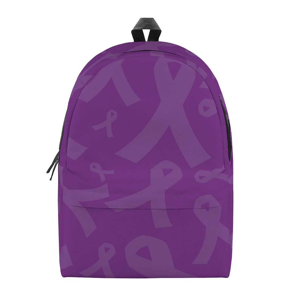 Purple Cancer Awareness Ribbon Print Backpack