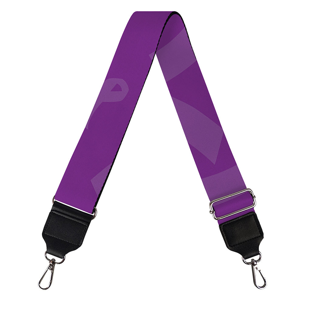 Purple Cancer Awareness Ribbon Print Bag Strap