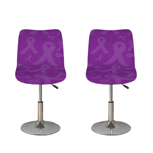 Purple Cancer Awareness Ribbon Print Bar Stool Covers