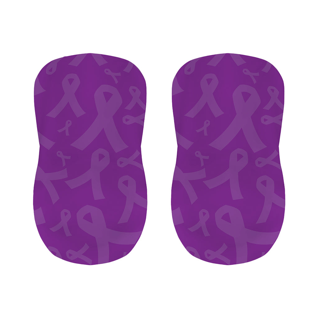 Purple Cancer Awareness Ribbon Print Bar Stool Covers