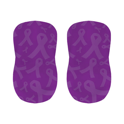 Purple Cancer Awareness Ribbon Print Bar Stool Covers