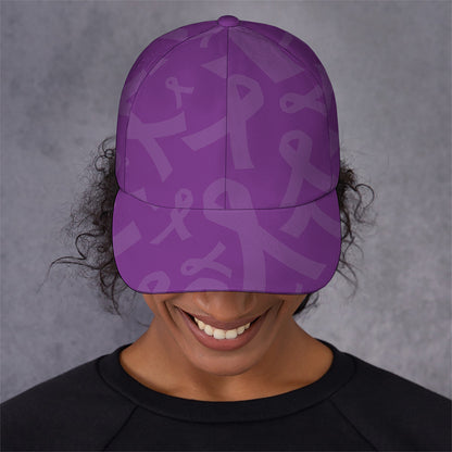 Purple Cancer Awareness Ribbon Print Baseball Cap