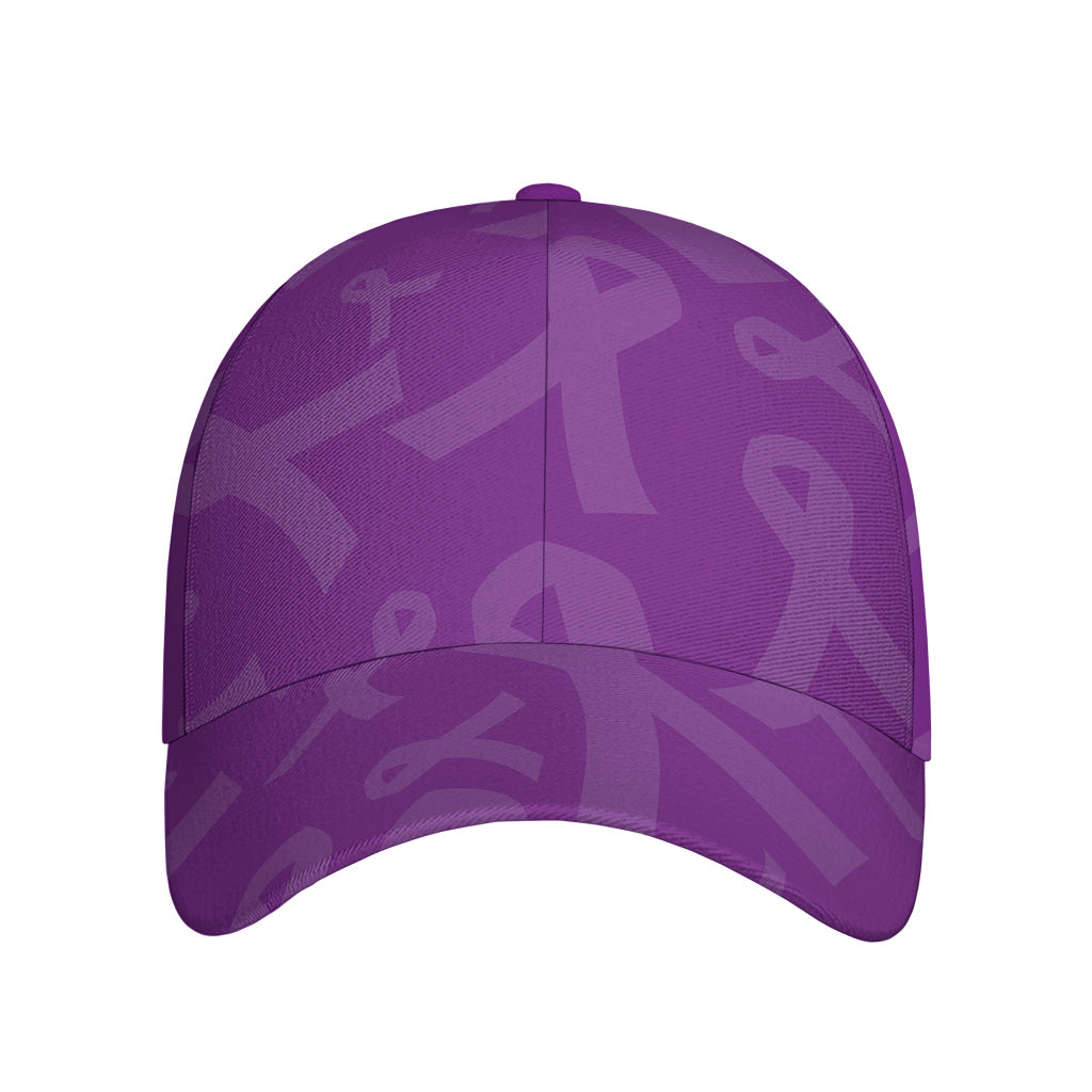 Purple Cancer Awareness Ribbon Print Baseball Cap