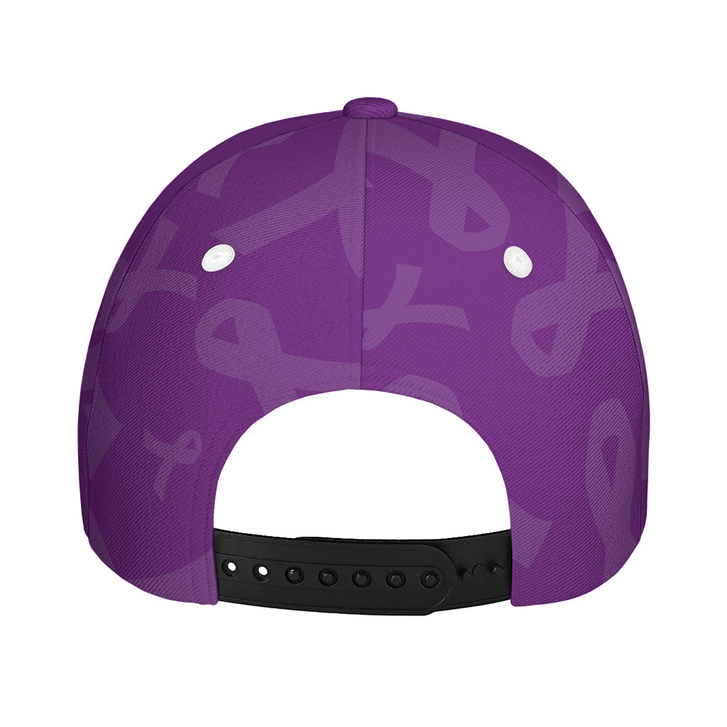 Purple Cancer Awareness Ribbon Print Baseball Cap