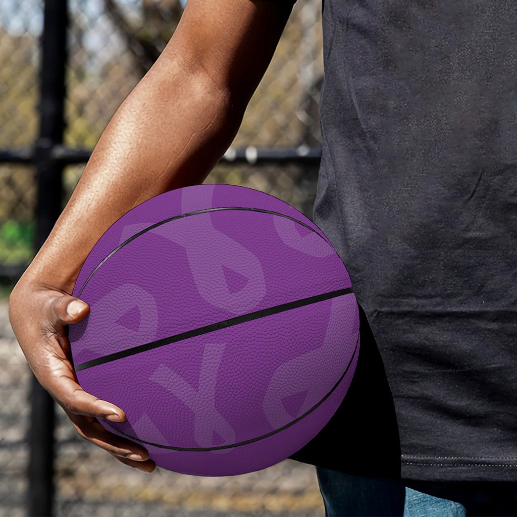 Purple Cancer Awareness Ribbon Print Basketball
