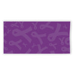 Purple Cancer Awareness Ribbon Print Beach Towel