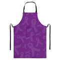 Purple Cancer Awareness Ribbon Print Bib Apron With Pocket