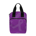 Purple Cancer Awareness Ribbon Print Bible Tote Bag