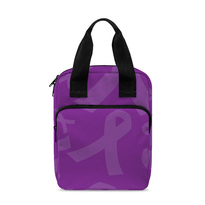 Purple Cancer Awareness Ribbon Print Bible Tote Bag