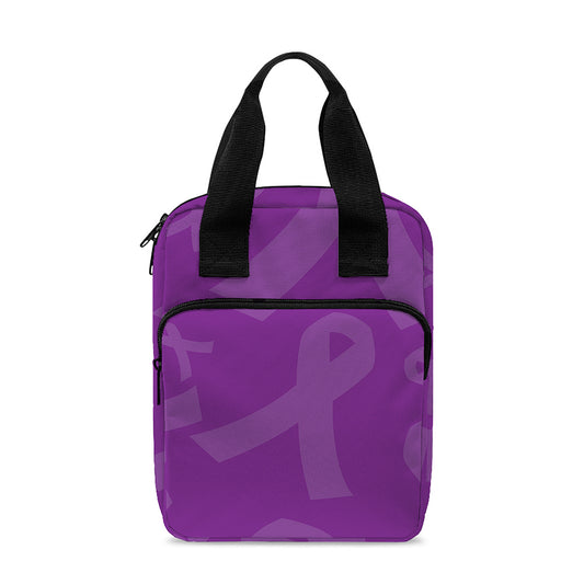 Purple Cancer Awareness Ribbon Print Bible Tote Bag