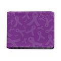 Purple Cancer Awareness Ribbon Print Bifold Wallet