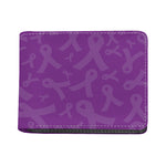 Purple Cancer Awareness Ribbon Print Bifold Wallet
