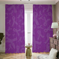 Purple Cancer Awareness Ribbon Print Dimout Pencil Pleat Curtains