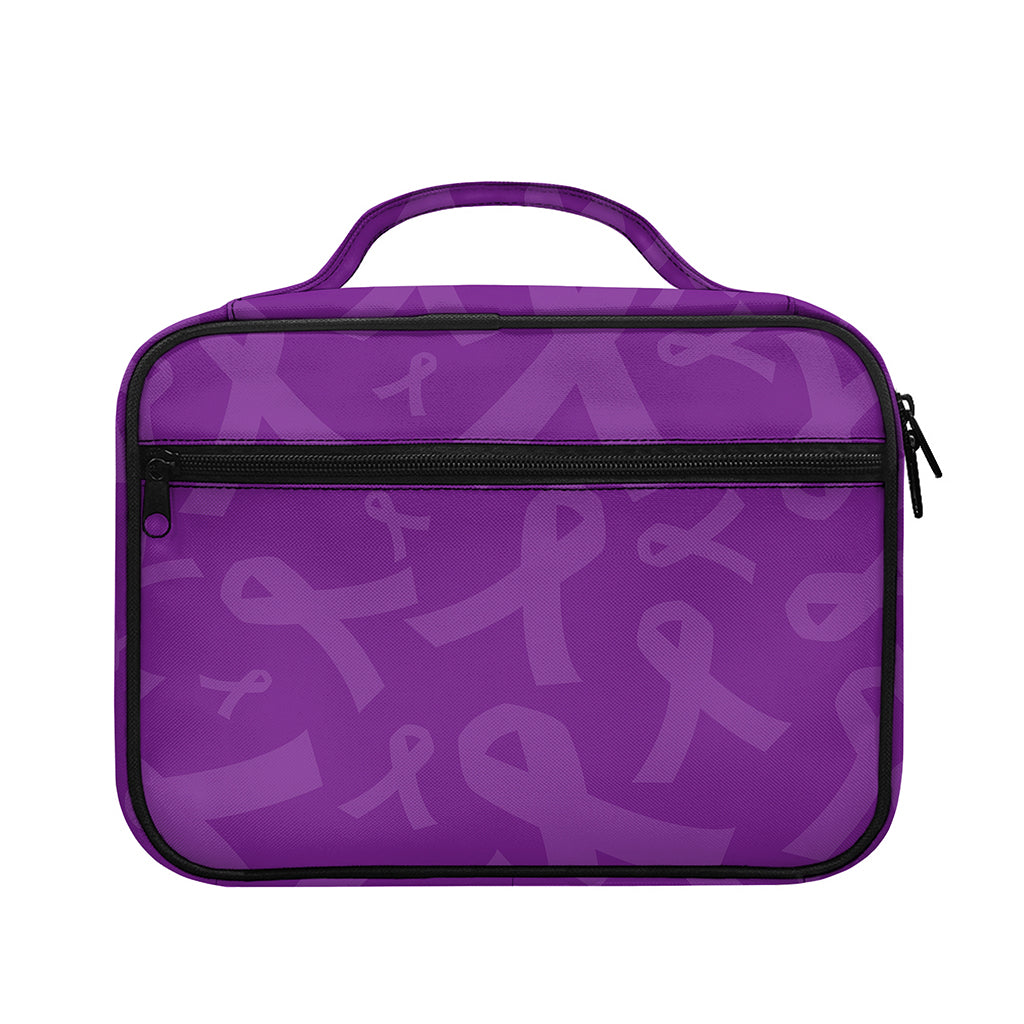 Purple Cancer Awareness Ribbon Print Briefcase Bible Bag