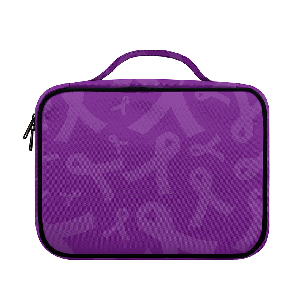 Purple Cancer Awareness Ribbon Print Briefcase Bible Bag
