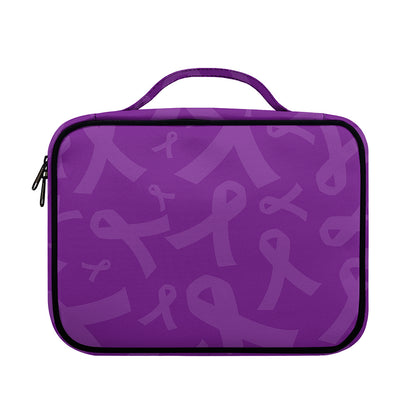 Purple Cancer Awareness Ribbon Print Briefcase Bible Bag