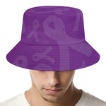 Purple Cancer Awareness Ribbon Print Bucket Hat