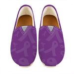 Purple Cancer Awareness Ribbon Print Casual Shoes