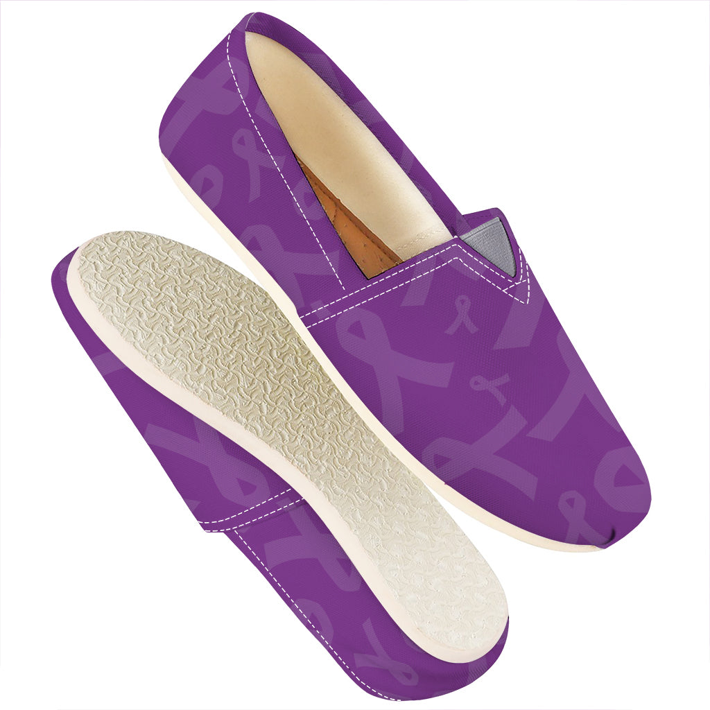 Purple Cancer Awareness Ribbon Print Casual Shoes