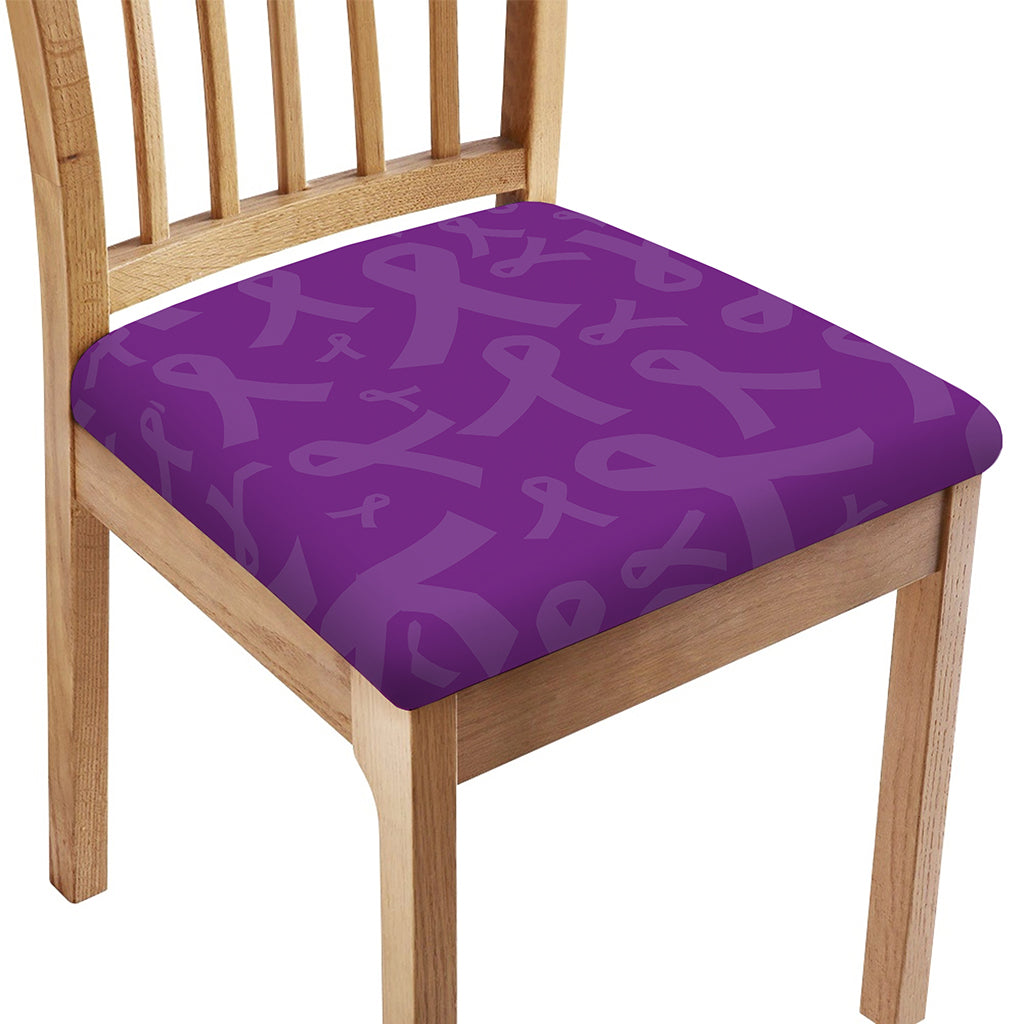 Purple Cancer Awareness Ribbon Print Chair Cushion Cover