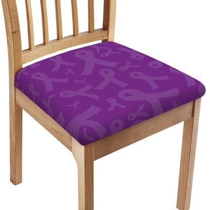 Purple Cancer Awareness Ribbon Print Chair Cushion Cover