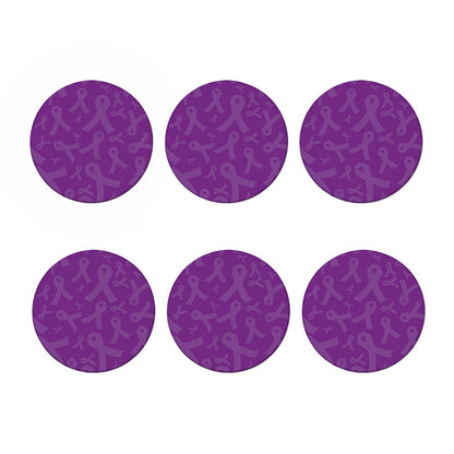 Purple Cancer Awareness Ribbon Print Coaster Set
