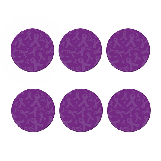 Purple Cancer Awareness Ribbon Print Coaster Set