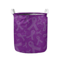 Purple Cancer Awareness Ribbon Print Collapsible Laundry Basket