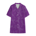 Purple Cancer Awareness Ribbon Print Cotton Hawaiian Shirt