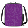 Purple Cancer Awareness Ribbon Print Crossbody Lunch Bag