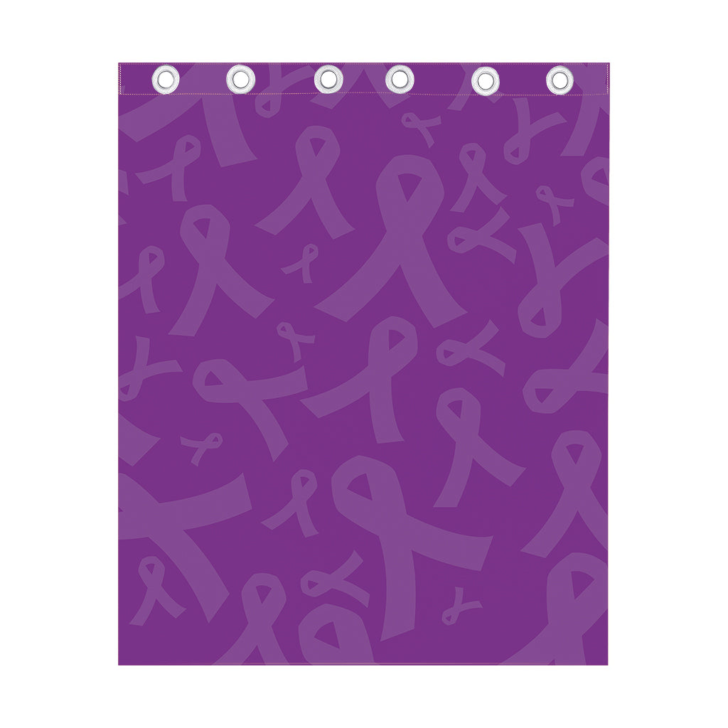 Purple Cancer Awareness Ribbon Print Curtain