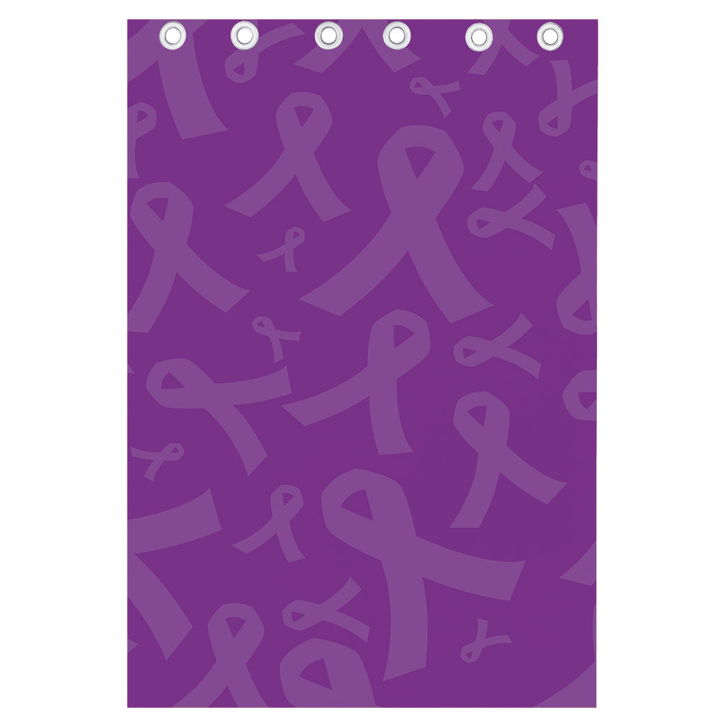 Purple Cancer Awareness Ribbon Print Curtain