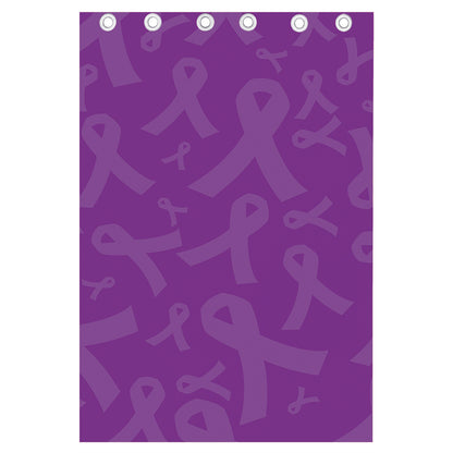 Purple Cancer Awareness Ribbon Print Curtain