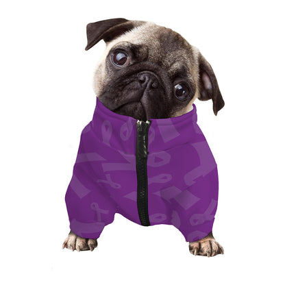 Purple Cancer Awareness Ribbon Print Dog Zip Up Jacket