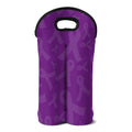 Purple Cancer Awareness Ribbon Print Double Neoprene Wine Tote