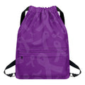 Purple Cancer Awareness Ribbon Print Drawstring Backpack