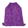 Purple Cancer Awareness Ribbon Print Drawstring Bag