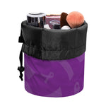 Purple Cancer Awareness Ribbon Print Drawstring Makeup Bag