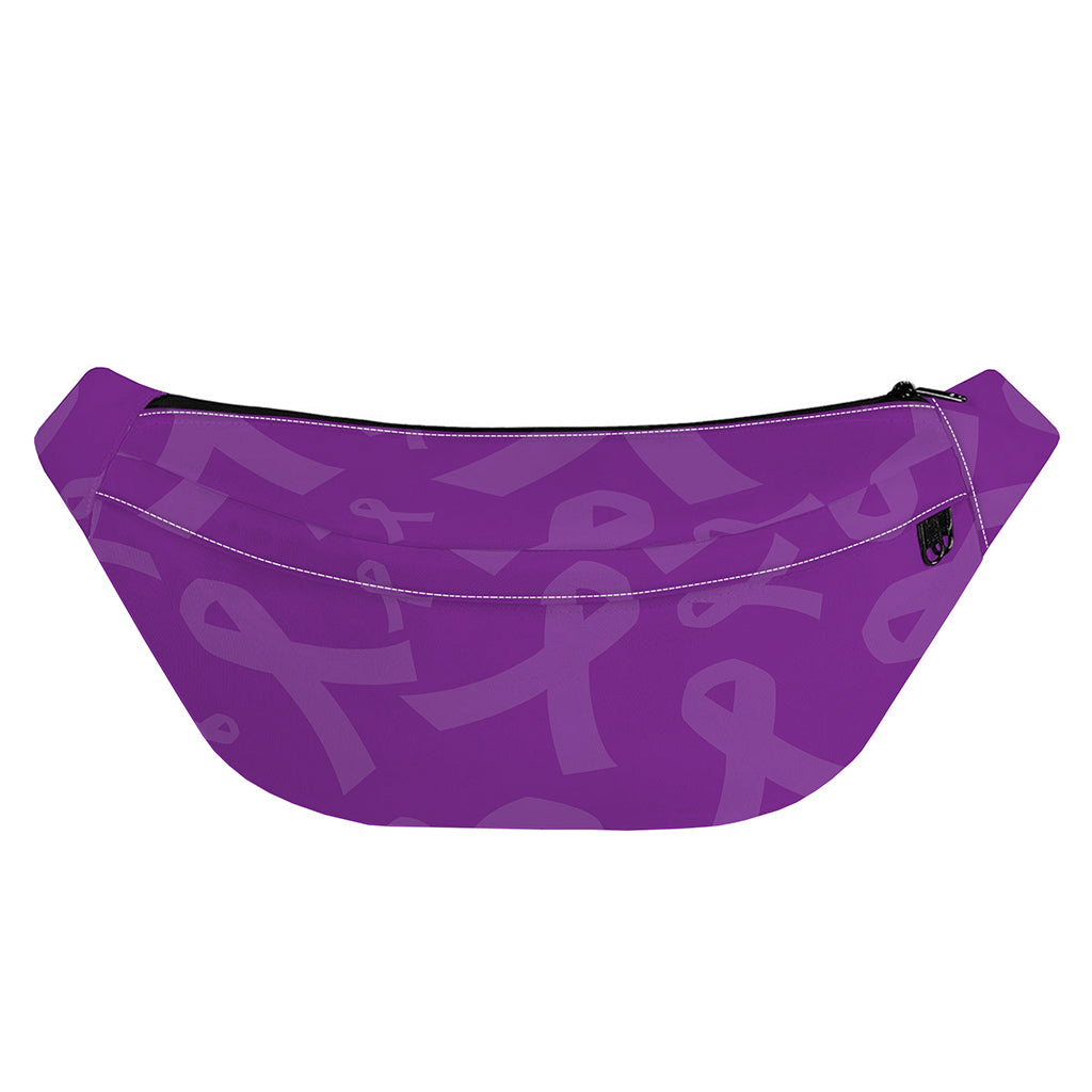 Purple Cancer Awareness Ribbon Print Fanny Pack