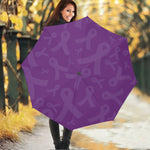 Purple Cancer Awareness Ribbon Print Foldable Umbrella