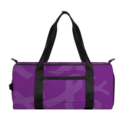 Purple Cancer Awareness Ribbon Print Gym Bag