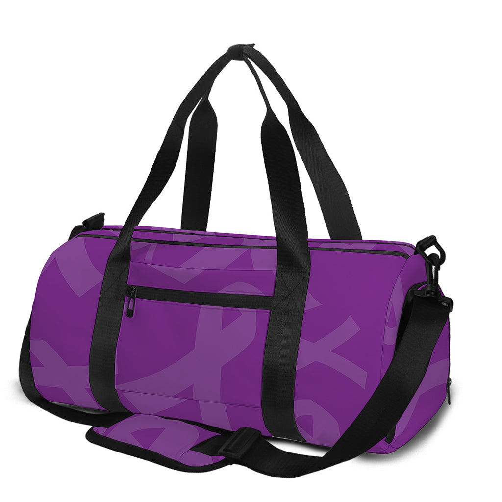 Purple Cancer Awareness Ribbon Print Gym Bag