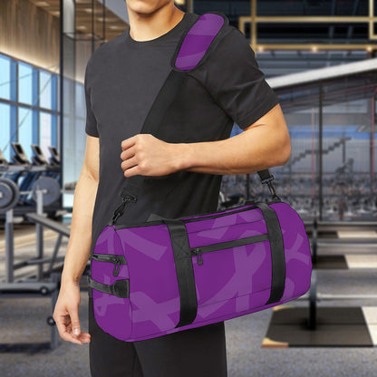 Purple Cancer Awareness Ribbon Print Gym Bag