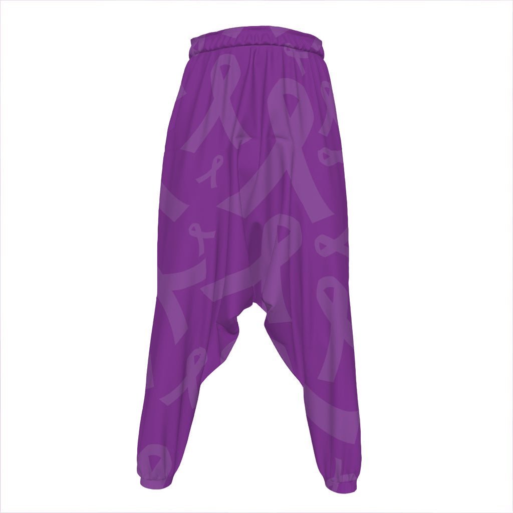 Purple Cancer Awareness Ribbon Print Hammer Pants