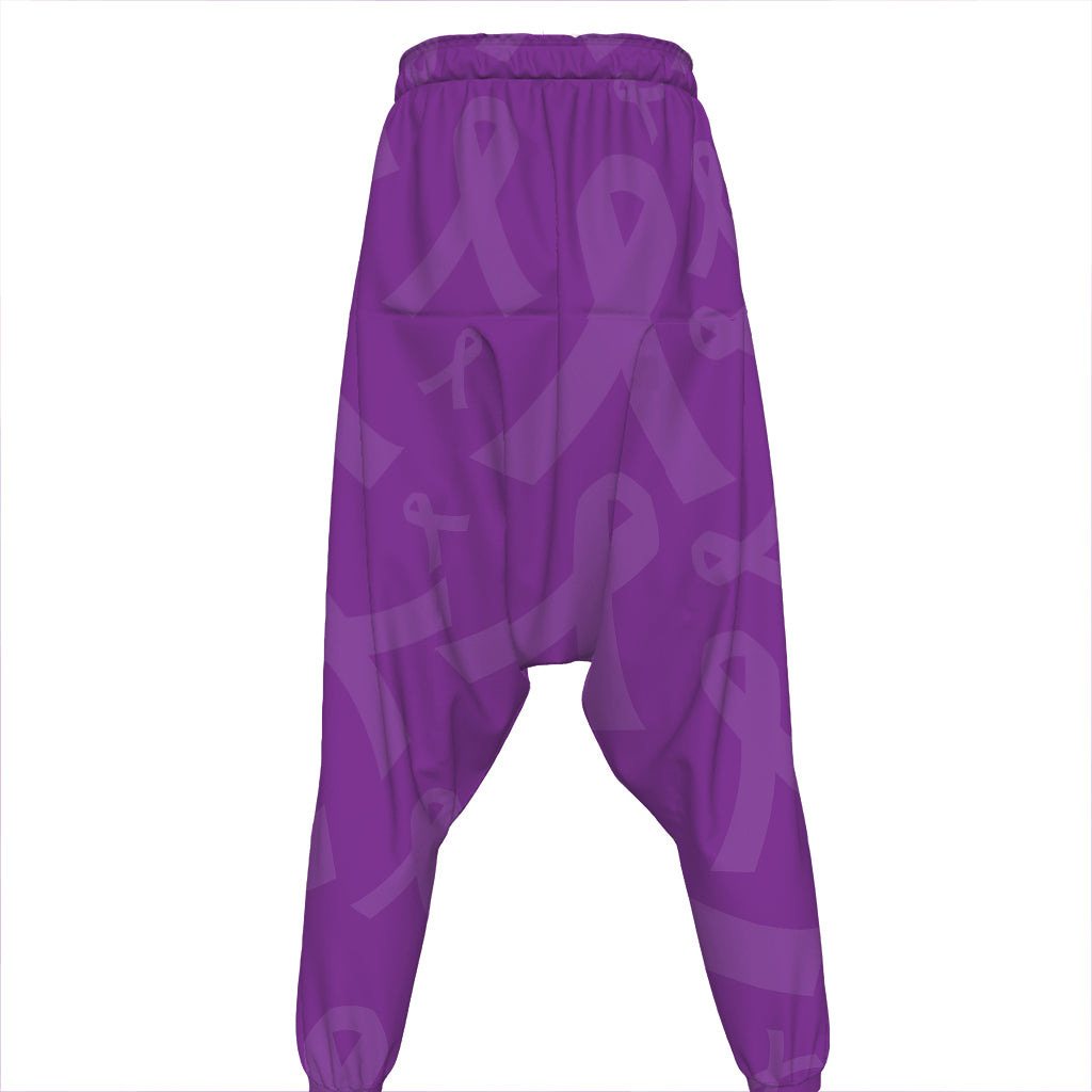Purple Cancer Awareness Ribbon Print Hammer Pants